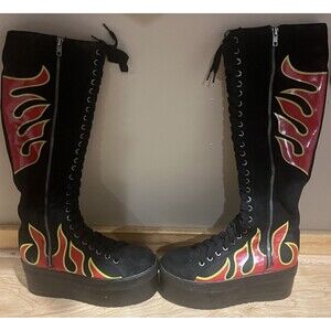 Lamoda Women’s Size 6 Black Platform Fire Boots